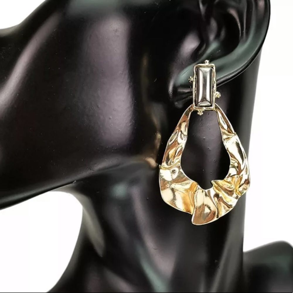 New 18k Gold Plated Big Pendant Earrings for Women Loops Drop Earrings